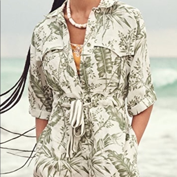 ZIMMERMANN Palm Leaf Print Linen Romper